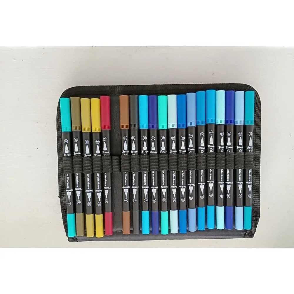 Ohuhu 160 Colors Water-based Dual Tips Fineliner & Brush Drawing Pens -Black